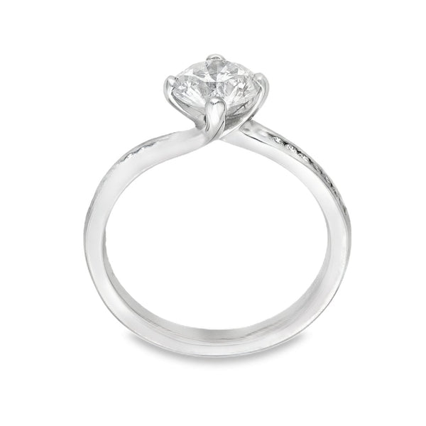 Ladies 18ct White Gold 1.17ct Diamond Twist Ring - Size K½
