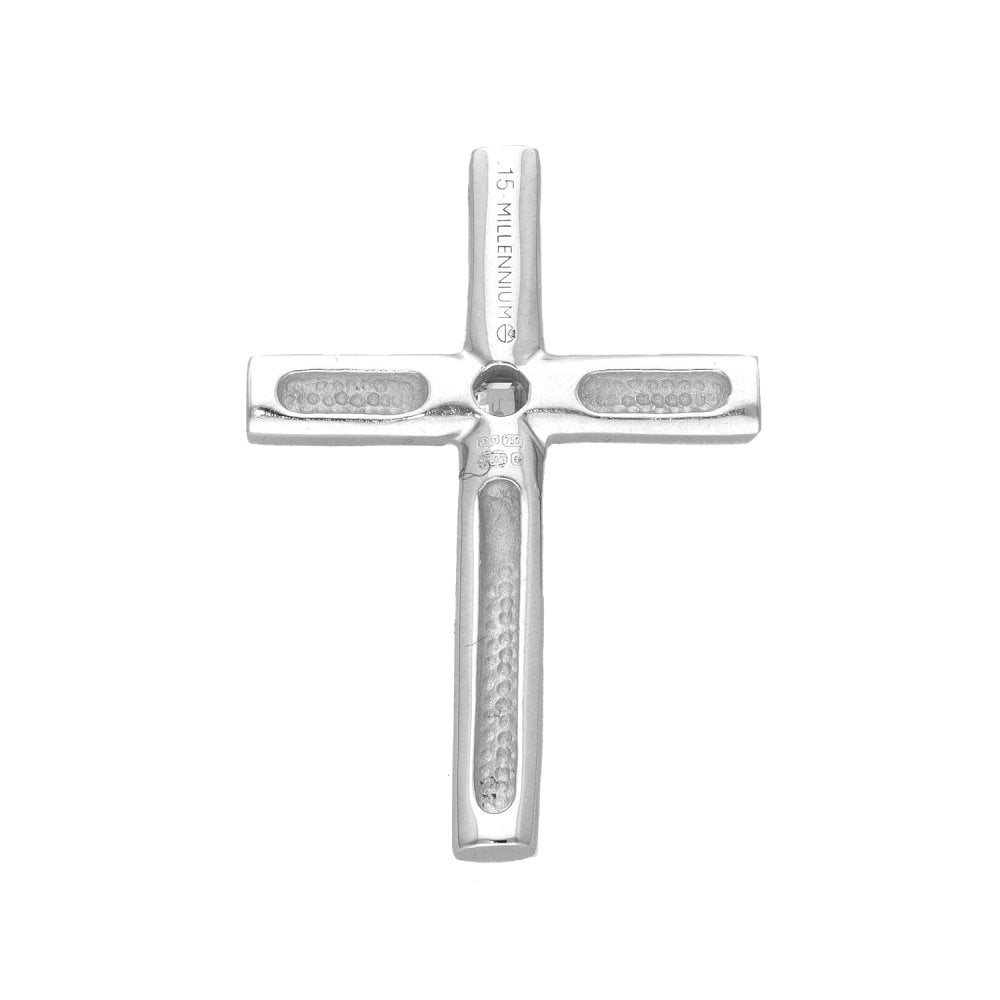 18ct White Gold Diamond Cross Pendant - 18x26x3.5mm - 3.5g