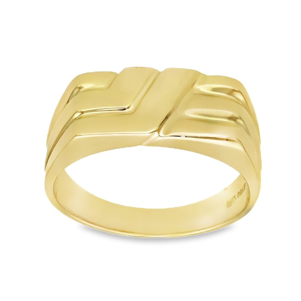 Gents 9ct Yellow Gold Rectangle Signet Ring - Size U - 6.0g