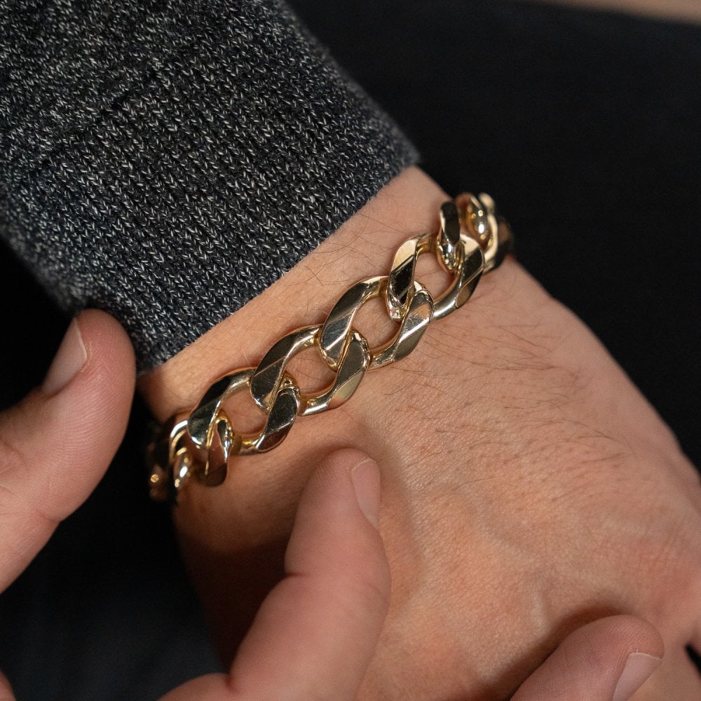 9ct Yellow Gold Heavy Curb Bracelet - 9" - 78.9g