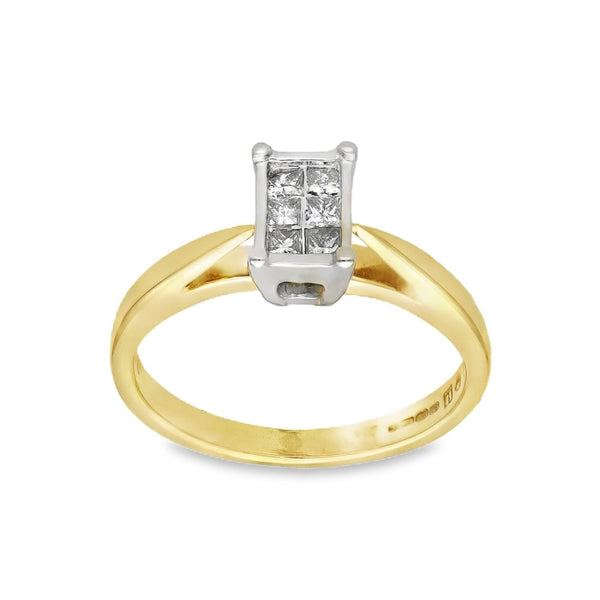 9ct Yellow Gold Diamond Cluster Ring - Size K½ - 0.25ct
