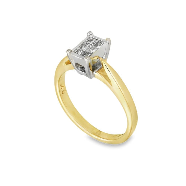 9ct Yellow Gold Diamond Cluster Ring - Size K½ - 0.25ct