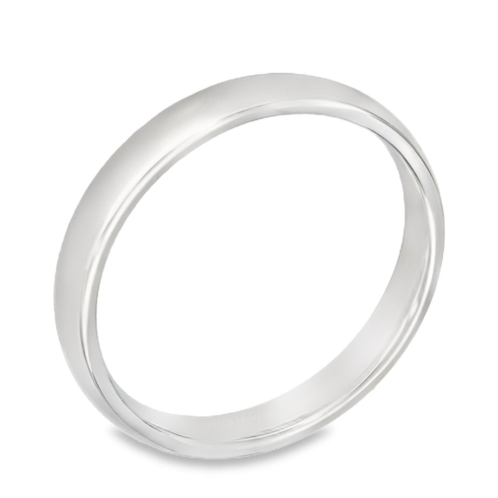 9ct White Gold 3mm Court Shape Wedding Ring - Size N - 2.7g