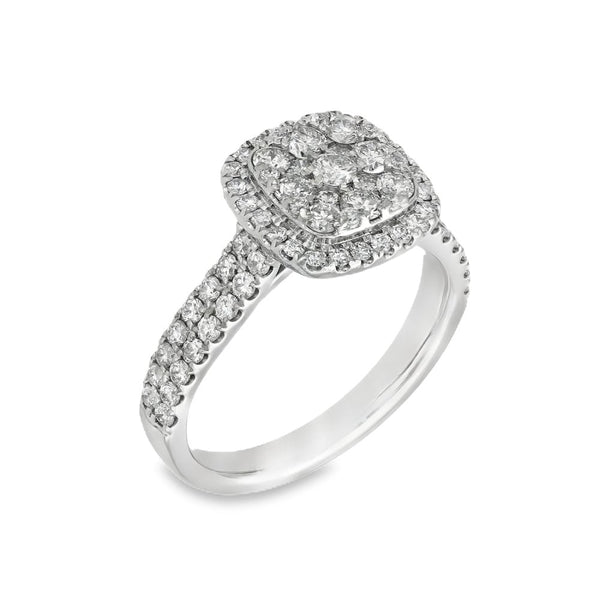 Platinum Diamond Cluster Ring - Size K - 1.29ct