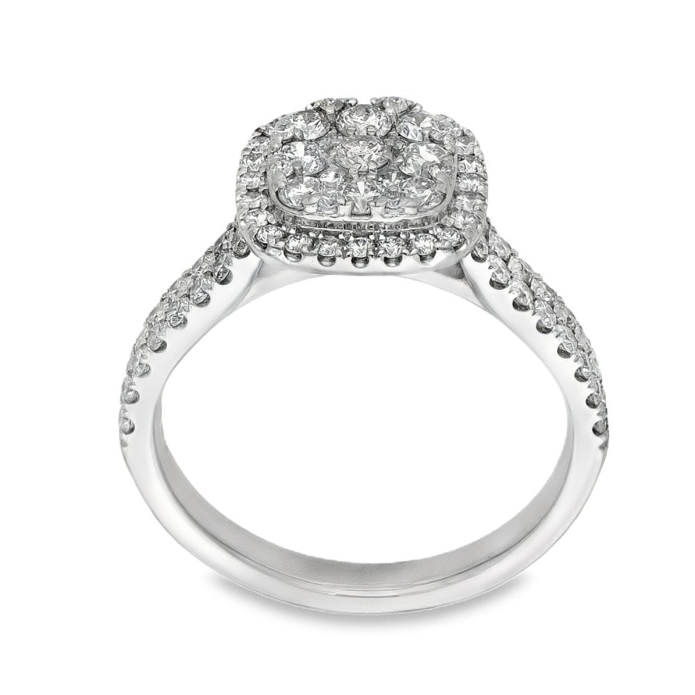 Platinum Diamond Cluster Ring - Size K - 1.29ct