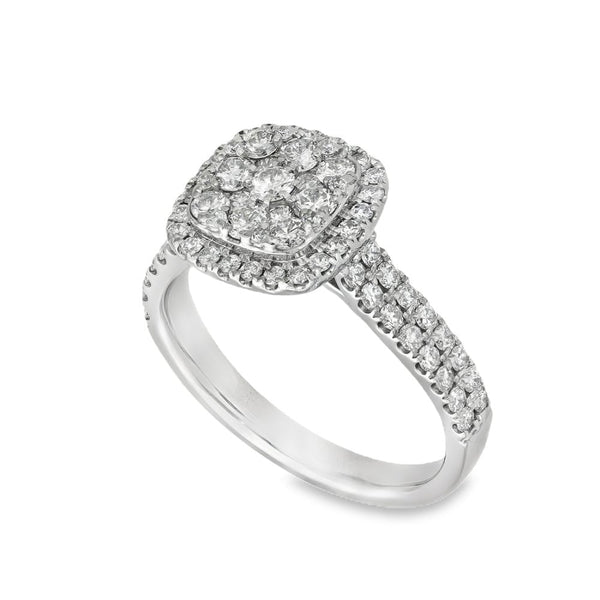 Platinum Diamond Cluster Ring - Size K - 1.29ct