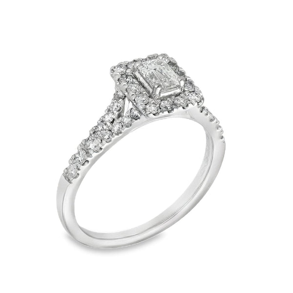 Platinum Diamond Halo Cluster Ring - Size K½ - 0.24ct