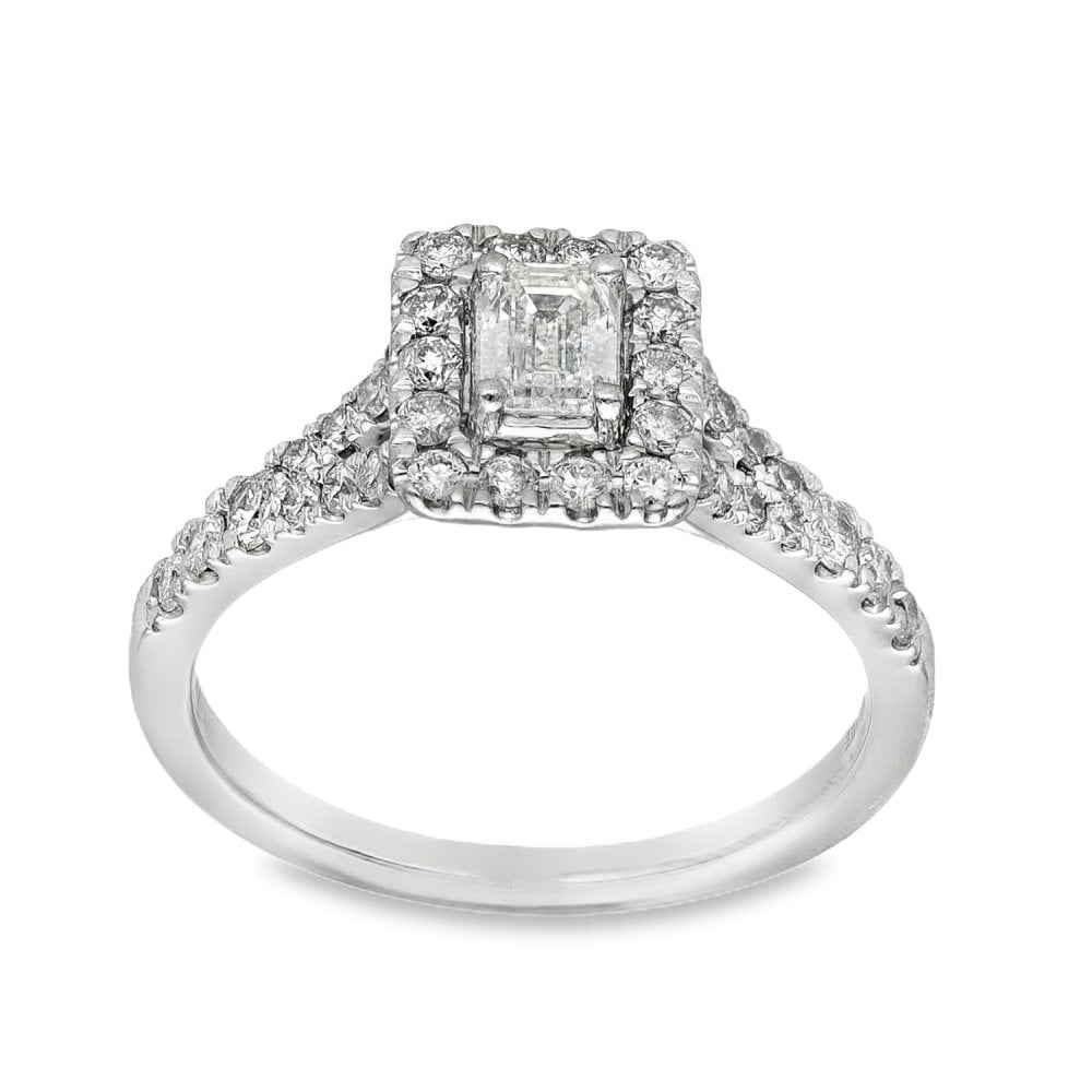 Platinum Diamond Halo Cluster Ring - Size K½ - 0.24ct