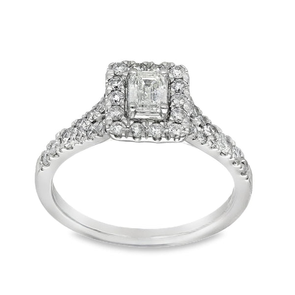 Platinum Diamond Halo Cluster Ring - Size K½ - 0.24ct