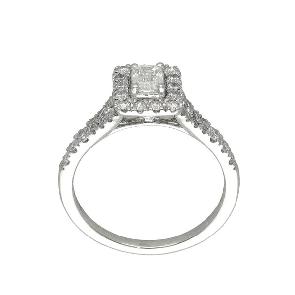 Platinum Diamond Halo Cluster Ring - Size K½ - 0.24ct