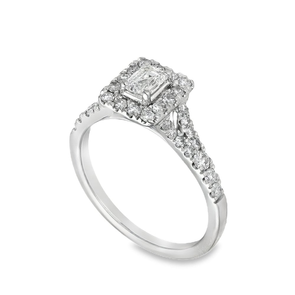 Platinum Diamond Halo Cluster Ring - Size K½ - 0.24ct
