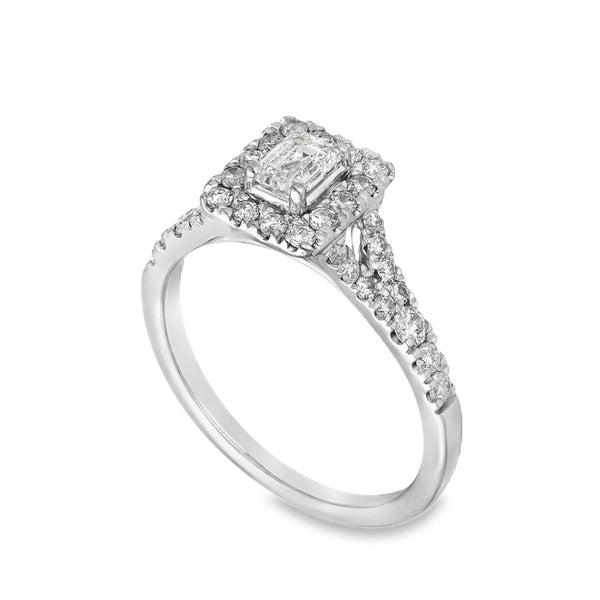 Platinum Diamond Halo Cluster Ring - Size K½ - 0.24ct