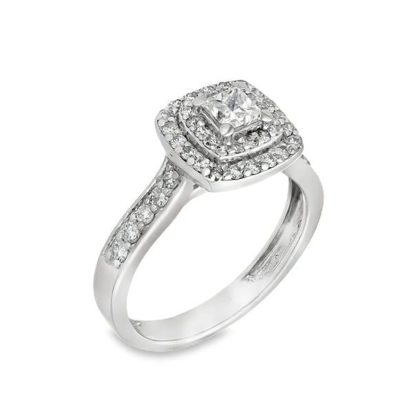 Platinum Diamond Cluster Ring - Size L½ - 0.79ct