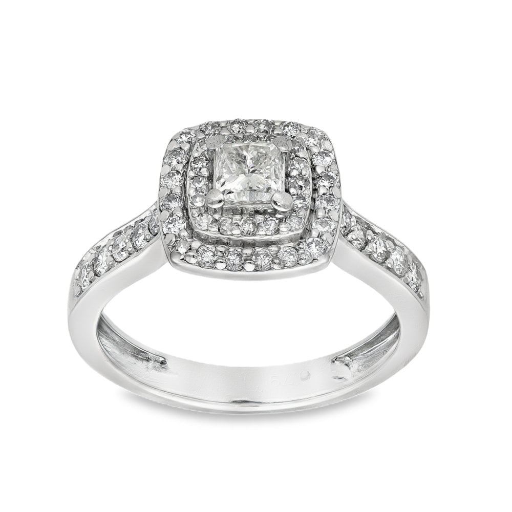 Platinum Diamond Cluster Ring - Size L½ - 0.79ct