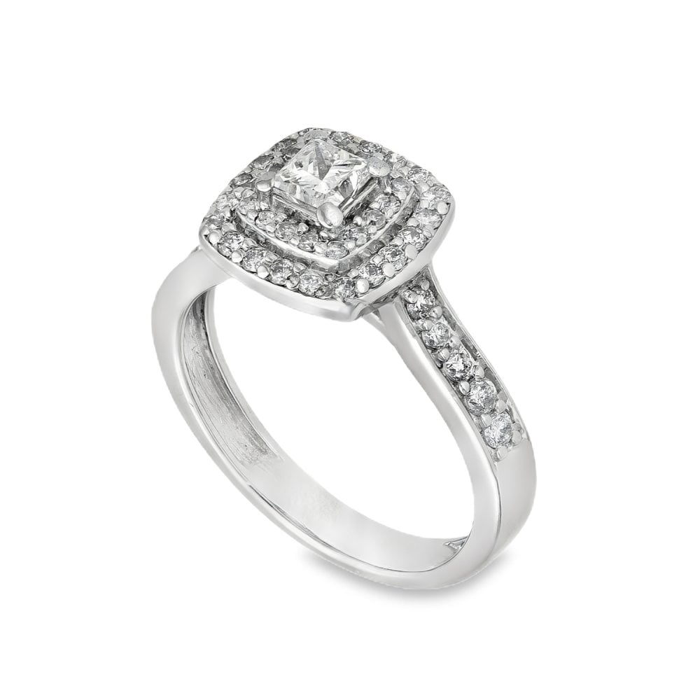 Platinum Diamond Cluster Ring - Size L½ - 0.79ct