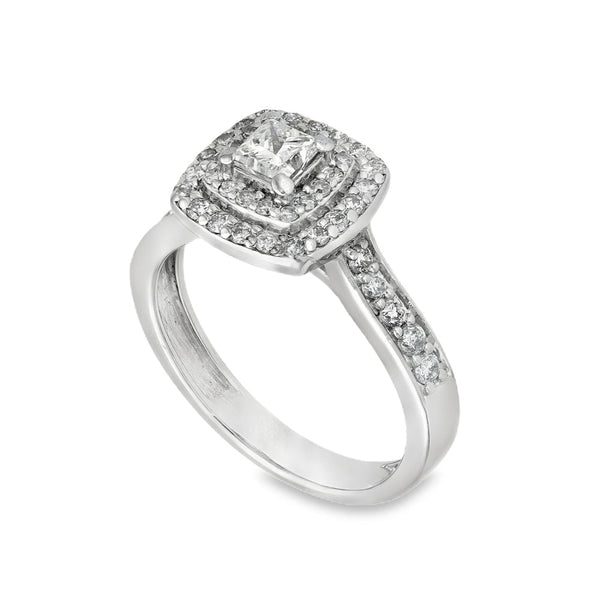 Platinum Diamond Cluster Ring - Size L½ - 0.79ct