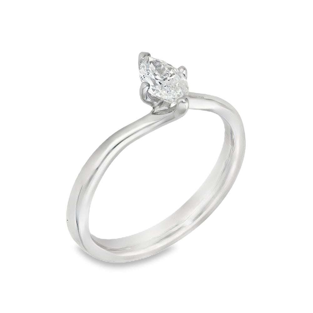 Platinum Marquise Diamond Engagement Ring - Size M - 0.51ct
