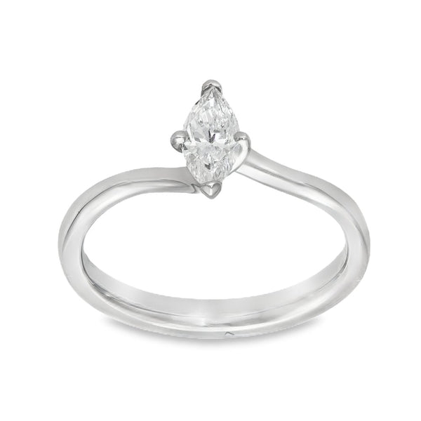 Platinum Marquise Diamond Engagement Ring - Size M - 0.46ct