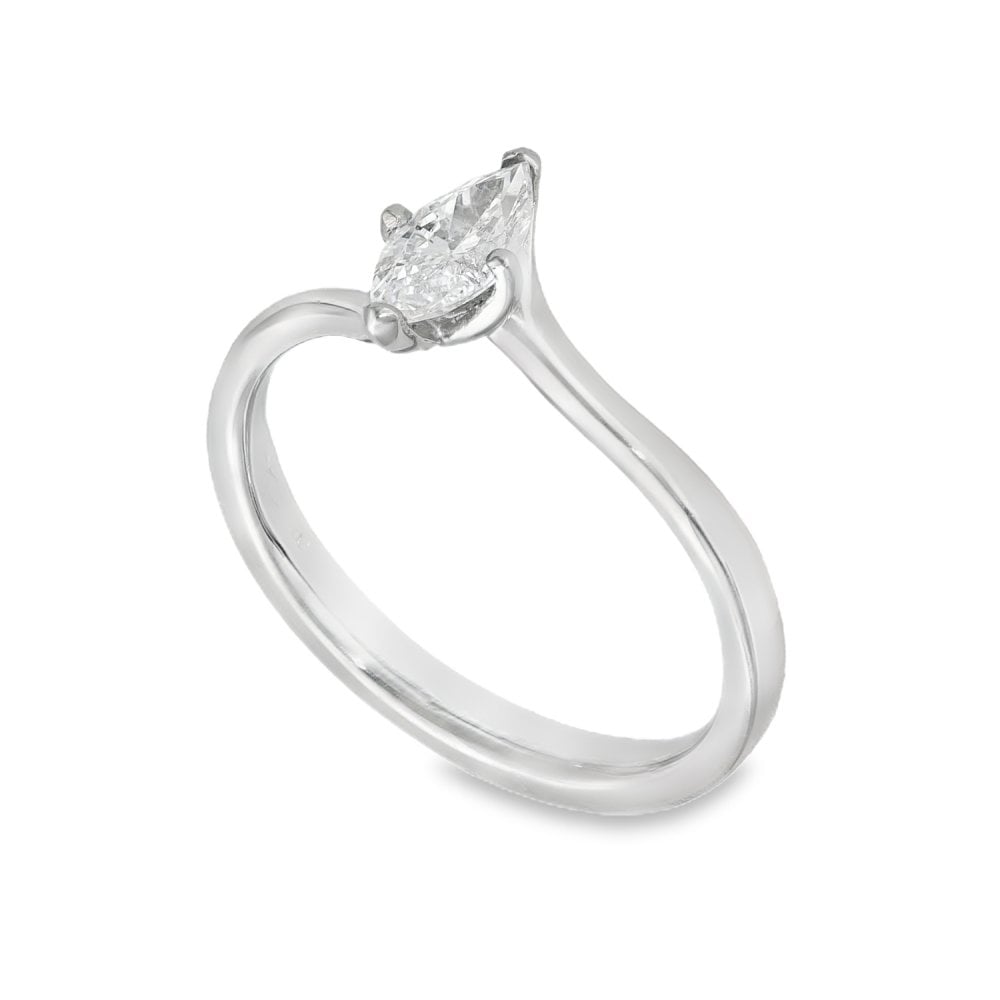 Platinum Marquise Diamond Engagement Ring - Size M - 0.46ct