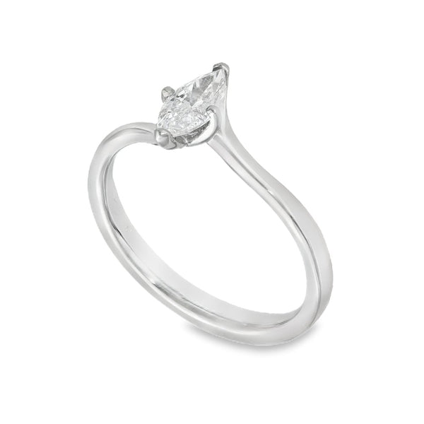 Platinum Marquise Diamond Engagement Ring - Size M - 0.46ct