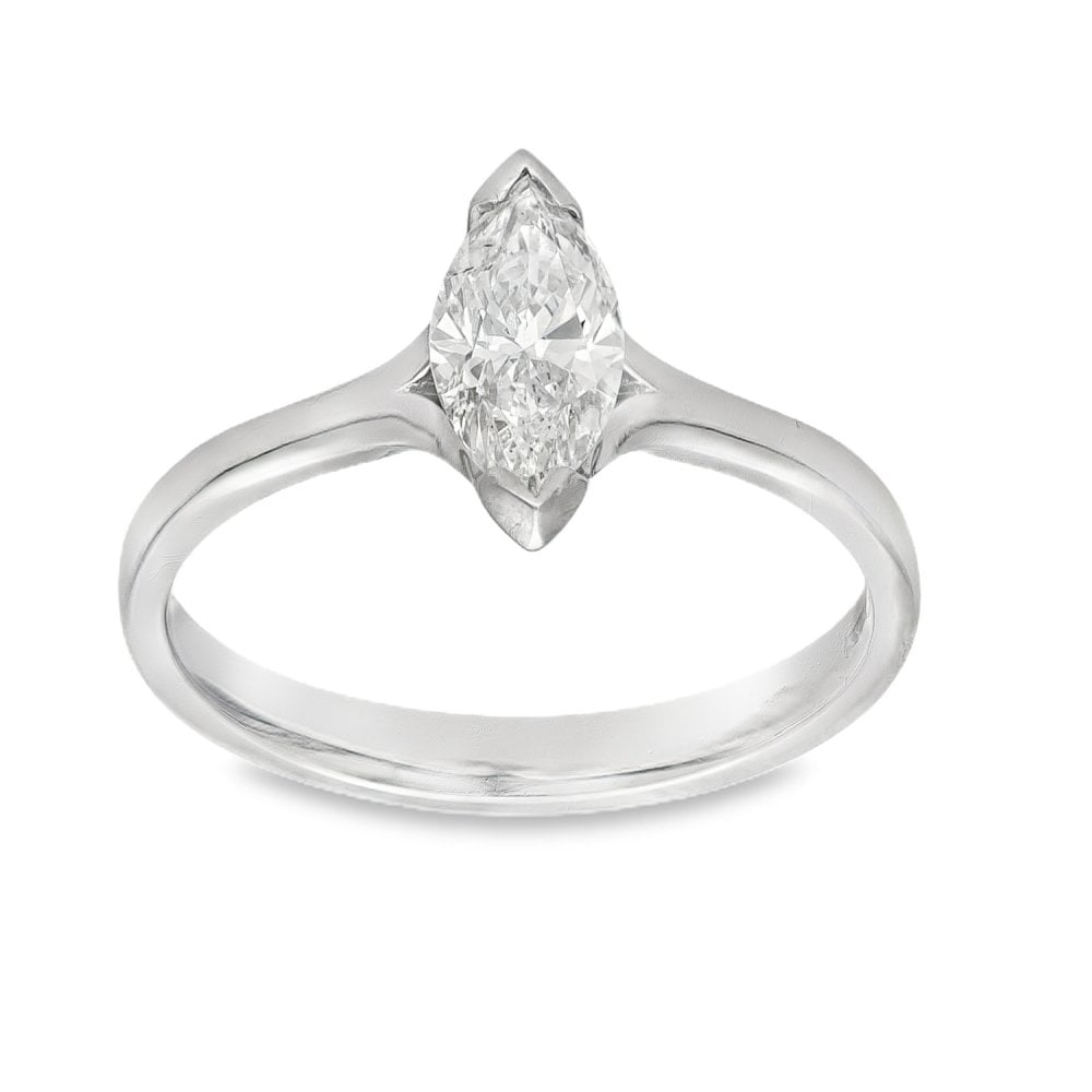Platinum Marquise Diamond Engagement Ring - Size M - 0.71ct