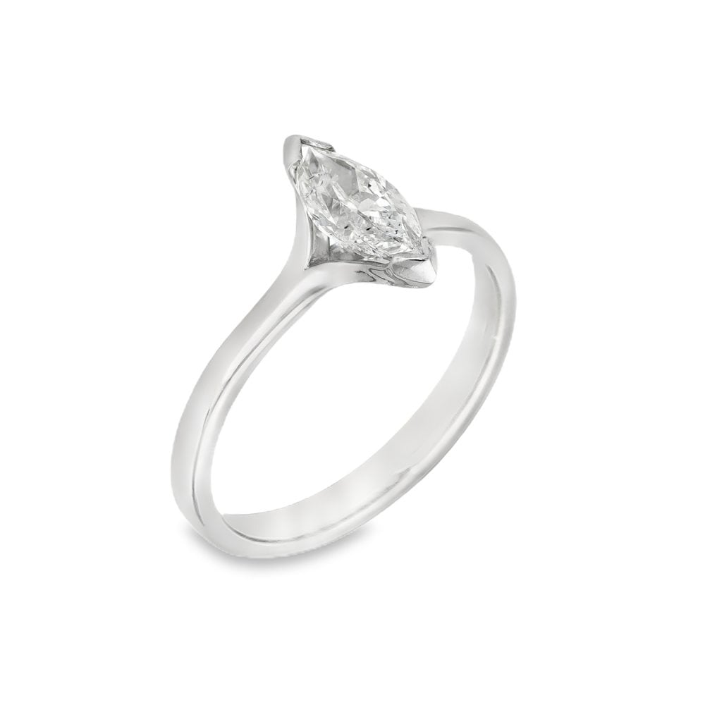 Platinum Marquise Diamond Engagement Ring - Size M - 0.71ct