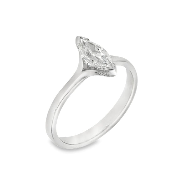 Platinum Marquise Diamond Engagement Ring - Size M - 0.71ct