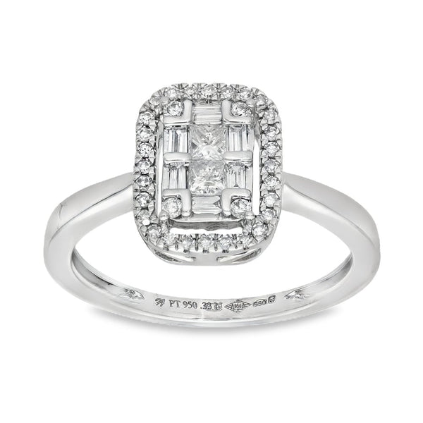 Platinum Diamond Cluster Ring - Size J½ - 0.33ct