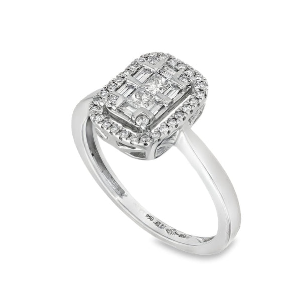 Platinum Diamond Cluster Ring - Size J½ - 0.33ct