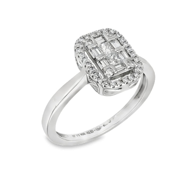 Platinum Diamond Cluster Ring - Size J½ - 0.33ct
