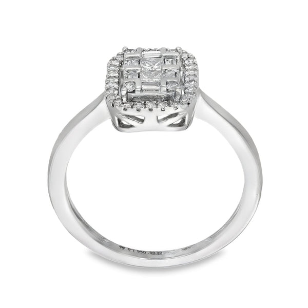 Platinum Diamond Cluster Ring - Size J½ - 0.33ct