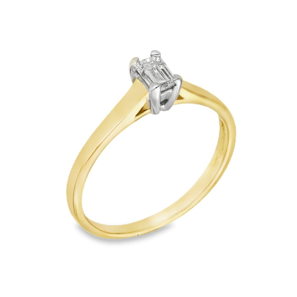 18ct Yellow Gold Diamond Engagement Ring - Size N - 0.32ct
