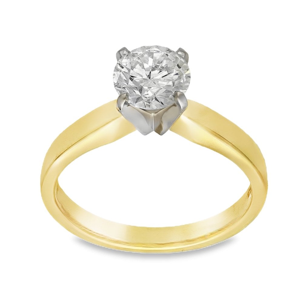 18ct Yellow Gold Diamond Engagement Ring - Size M½ - 1.07ct