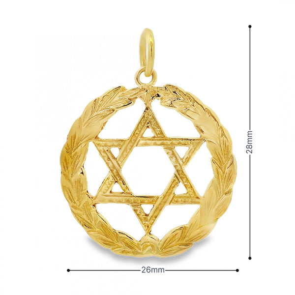 9ct Yellow Gold 6 Pointed Star Pendant - 26x28x1mm - 4.0g