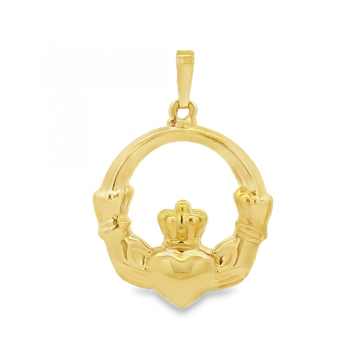 9ct Yellow Gold Claddagh Pendant - 24x29x3mm - 2.2g