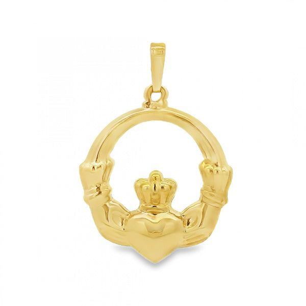 9ct Yellow Gold Claddagh Pendant - 24x29x3mm - 2.2g