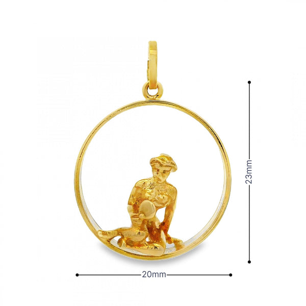 9ct Yellow Gold Lady With Mirror Pendant - 20x23x9mm - 3.9g