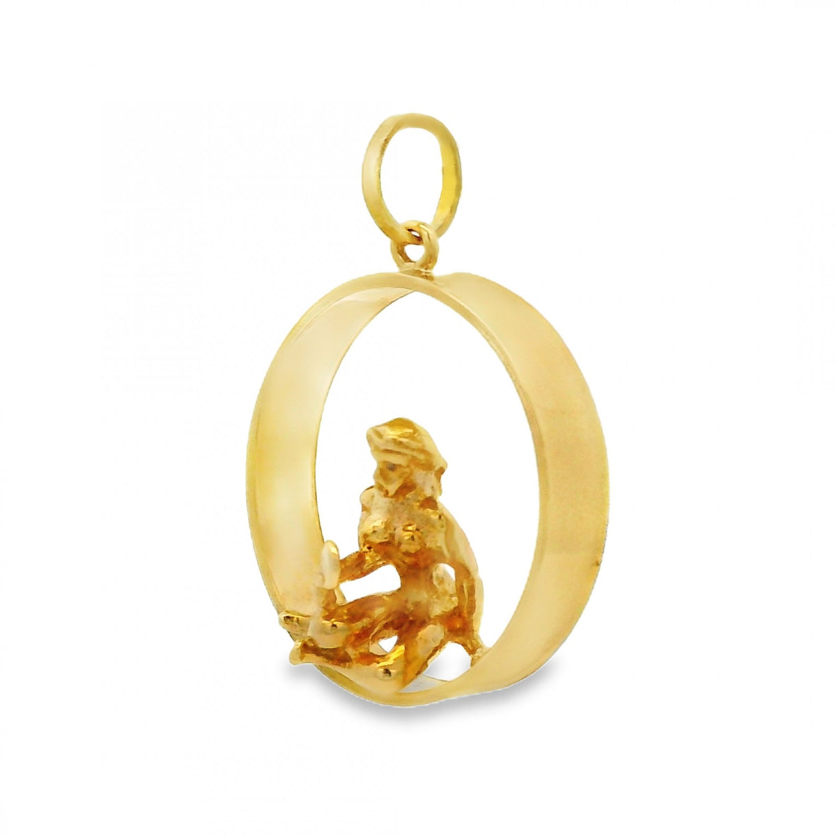 9ct Yellow Gold Lady With Mirror Pendant - 20x23x9mm - 3.9g