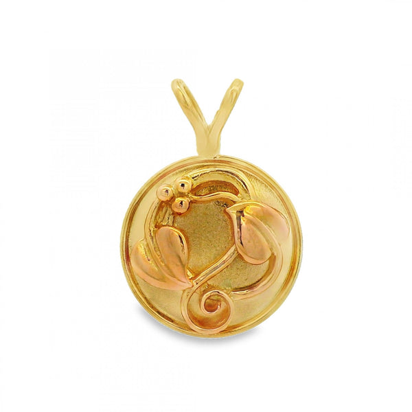 9ct Yellow Gold Round Leaf Clogau Pendant - 5.5x22x3.5mm - 2.7g