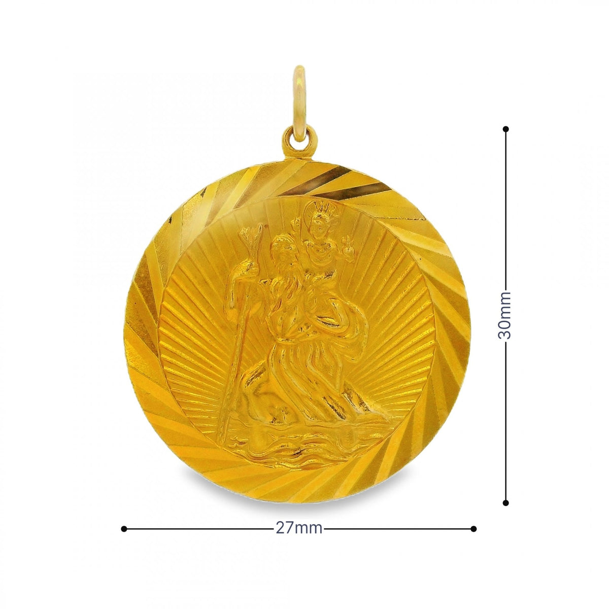 9ct Yellow Gold St. Christopher Pendant - 27x30x1.5mm - 6.1g