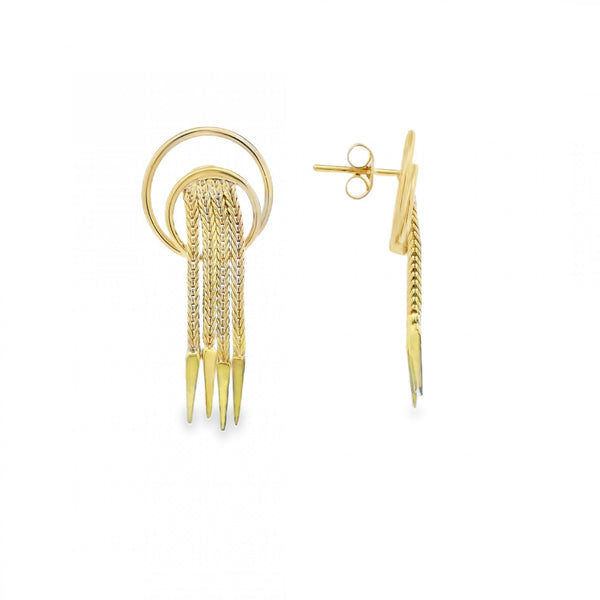 9ct Yellow Gold 4x Foxtail Drop Earrings - 13x32mm - 4.5g