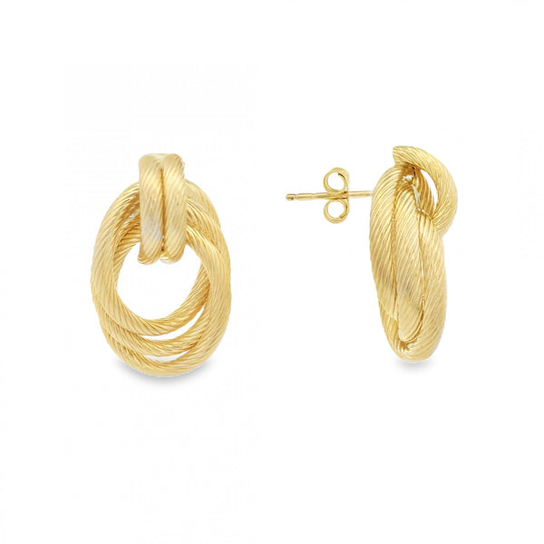 9ct Yellow Gold Double Knot Knocker Earrings - 14x23x9mm - 2.7g