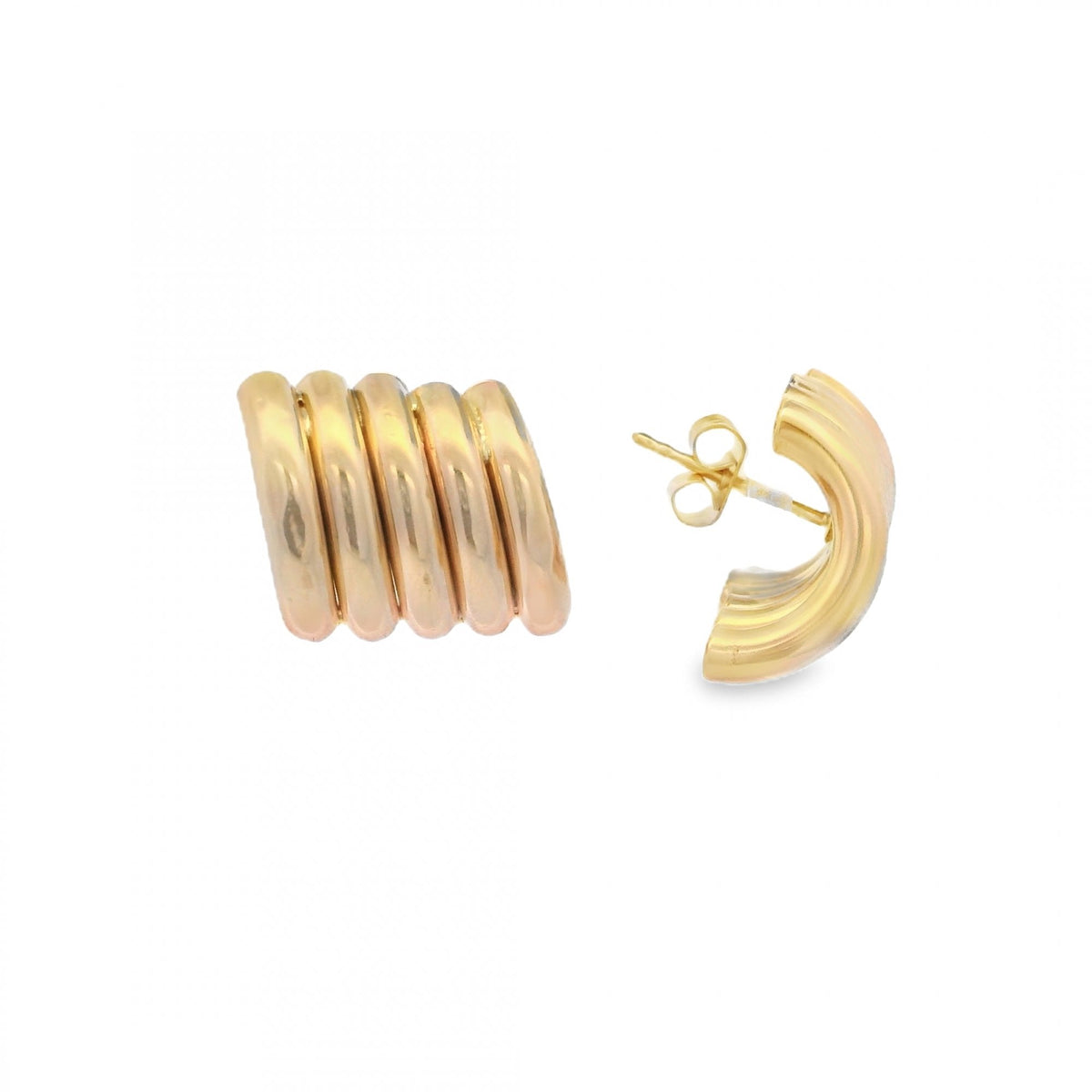 9ct Yellow Gold Fancy Tube Earrings - 16x15mm - 3.7g