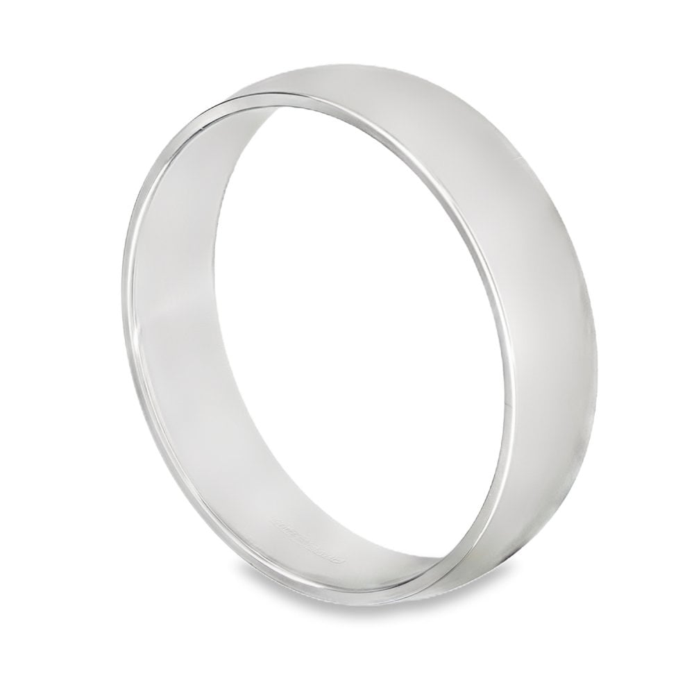 9ct White Gold 5mm D-Shape Wedding Ring - 4.0g - Size T½