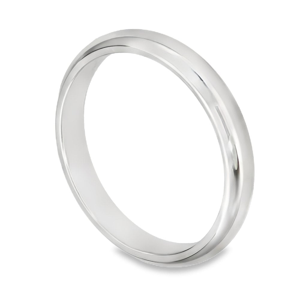 Ladies 9ct White Gold 3mm D-Shape Wedding Ring - 3.1g