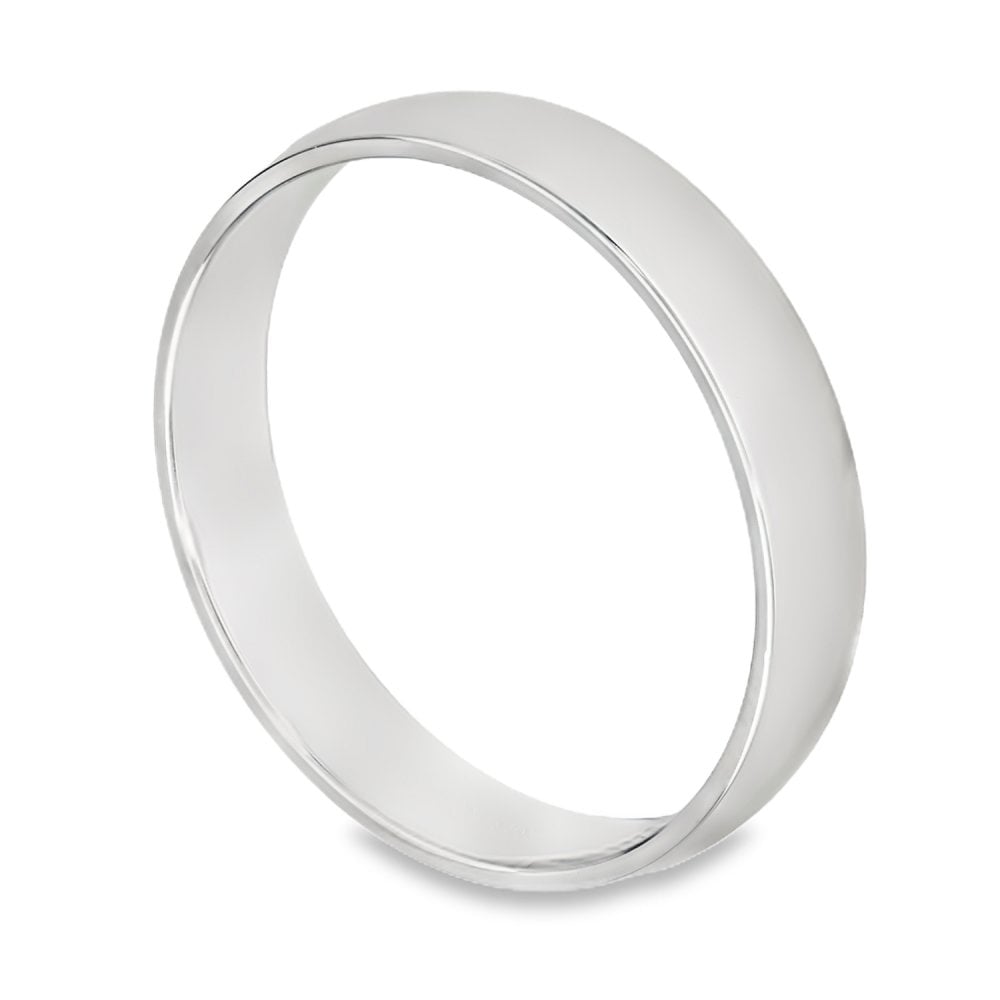9ct White Gold 4mm D-Shape Wedding Ring - Size U - 3.3g