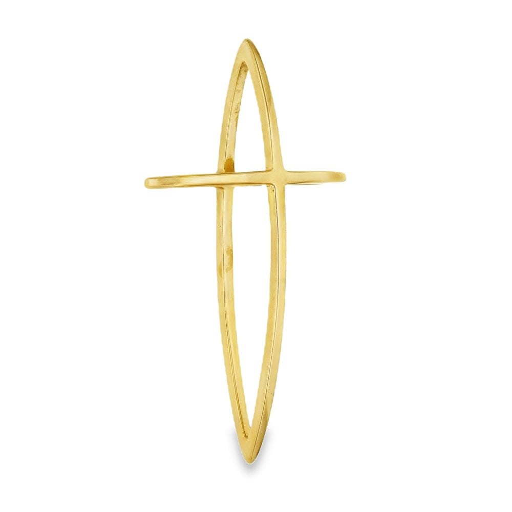 9ct Yellow Gold Open Cross Pendant - 26x42x10mm - 2.7g