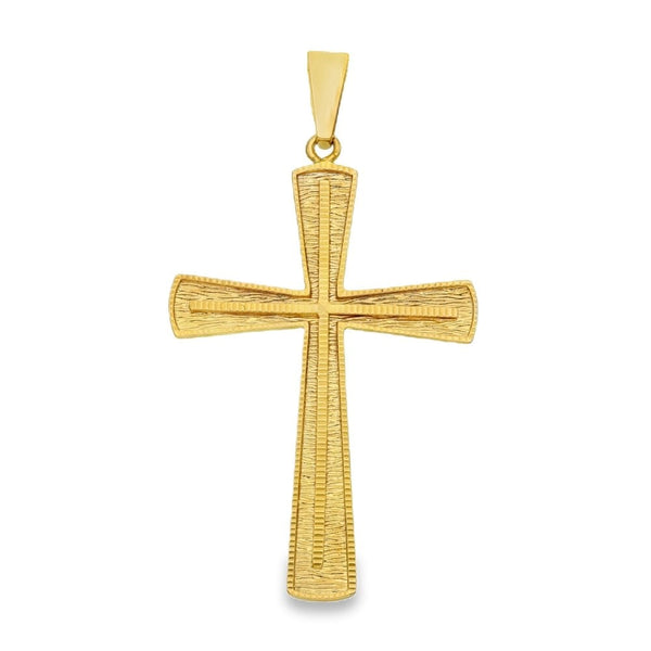 9ct Yellow Gold Flat Cross Pendant - 26x42x1mm - 2.9g