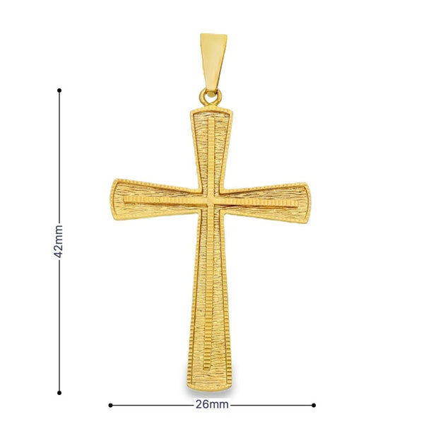 9ct Yellow Gold Flat Cross Pendant - 26x42x1mm - 2.9g