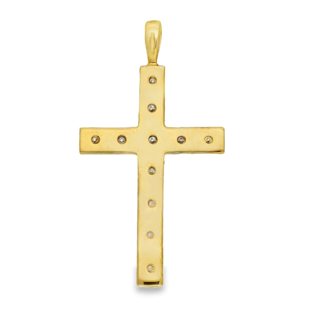 9ct Yellow Gold Cubic Zirconia Cross Pendant - 22x40x1.5mm -2.7g
